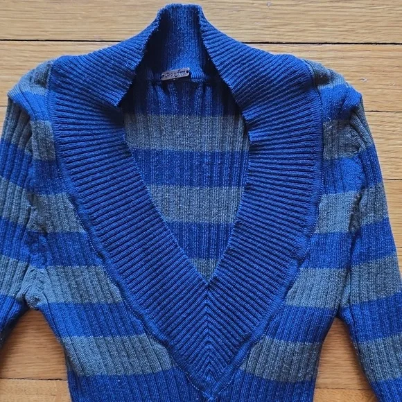 Poof, Ribbed Knit Bodycon Tunic Top, EUC, Navy & Olive, Women's S - Picture 4 of 11